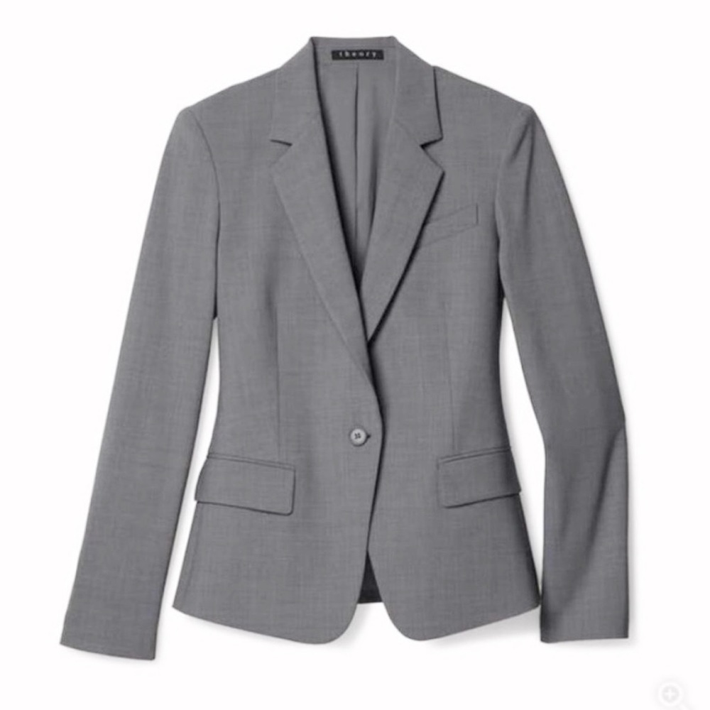 Theory Gabe B Edition Grey Wool Stretch Blazer